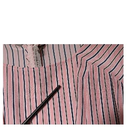 Pink Stripes Silk Long Sleeves Midi Dress