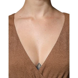 Brown Sleeveless Deep V-neck A-line Long Maxi Dress