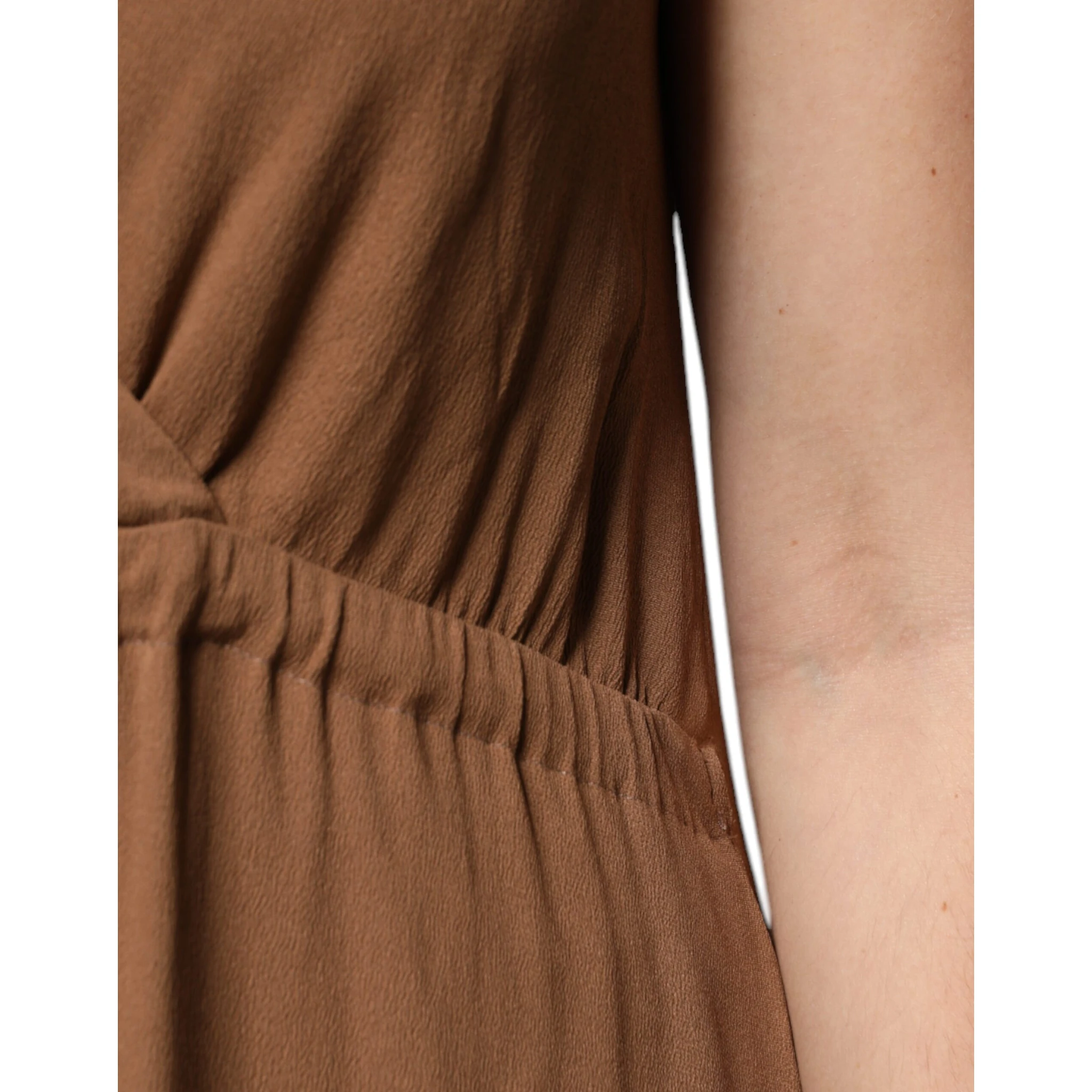 Brown Sleeveless Deep V-neck A-line Long Maxi Dress