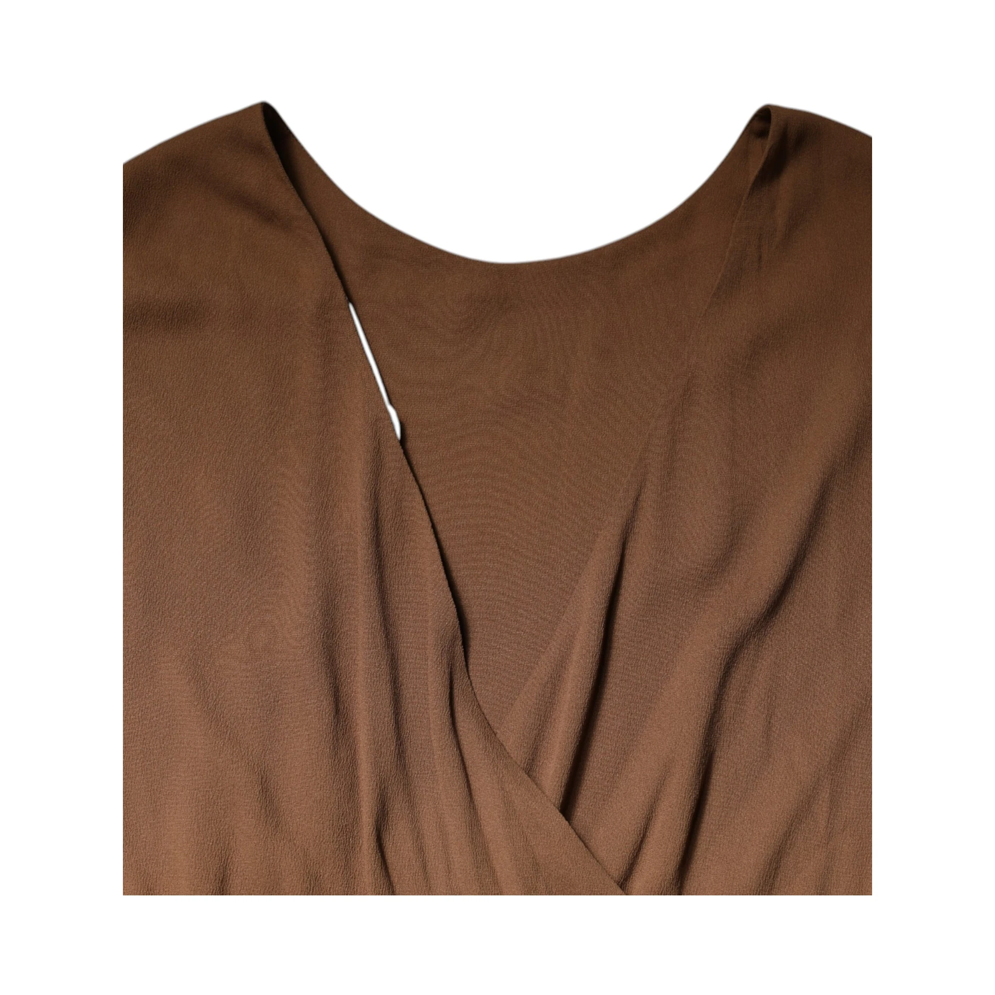 Brown Sleeveless Deep V-neck A-line Long Maxi Dress