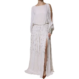 Off White Embellished Long Maxi Dress