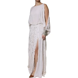 Off White Embellished Long Maxi Dress