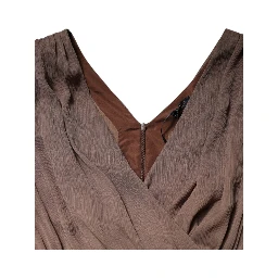 Brown Sleeveless Deep V-neck A-line Long Maxi Dress