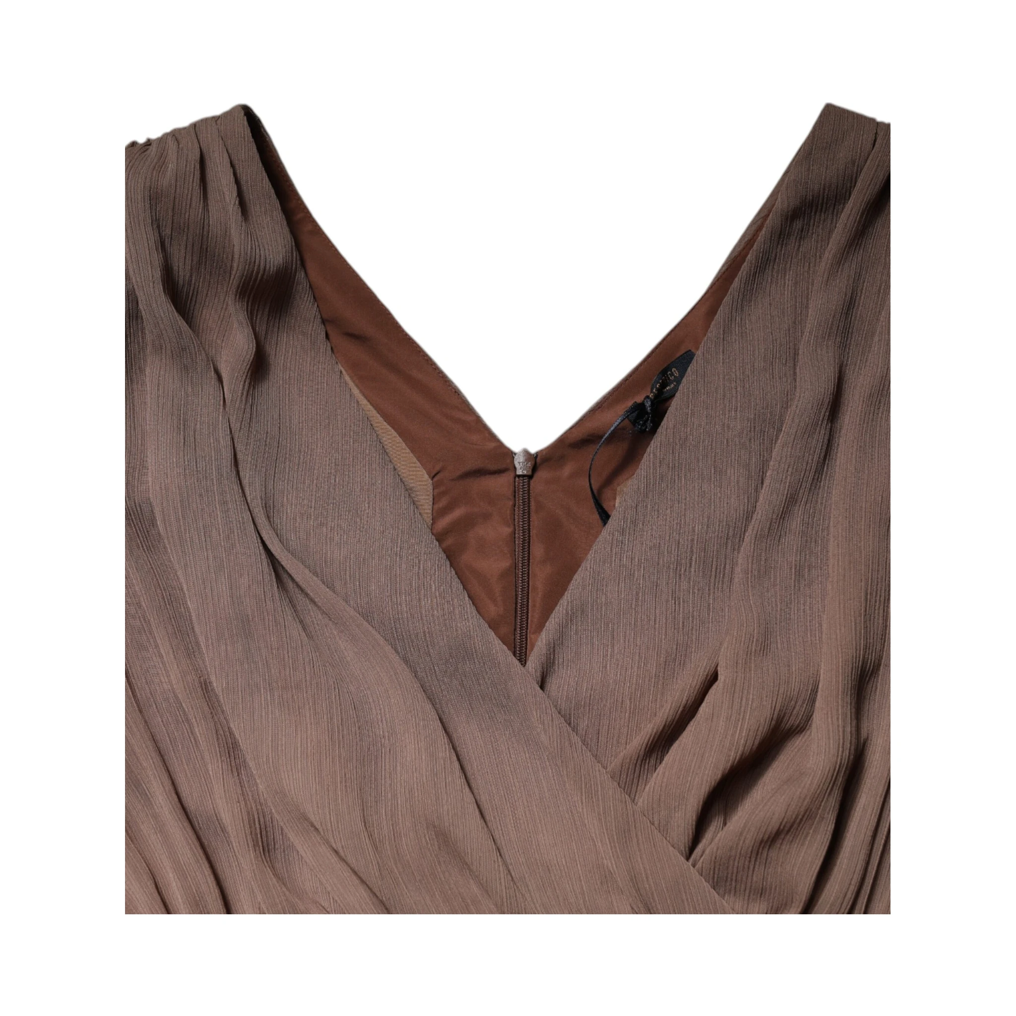 Brown Sleeveless Deep V-neck A-line Long Maxi Dress