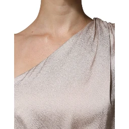 Beige One Shoulder Asymmetric Drape Dress