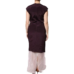 Brown Silk Short Sleeves Sheath Maxi Dress