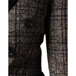 Brown Plaid Long Sleeve Cropped Coat Jacket