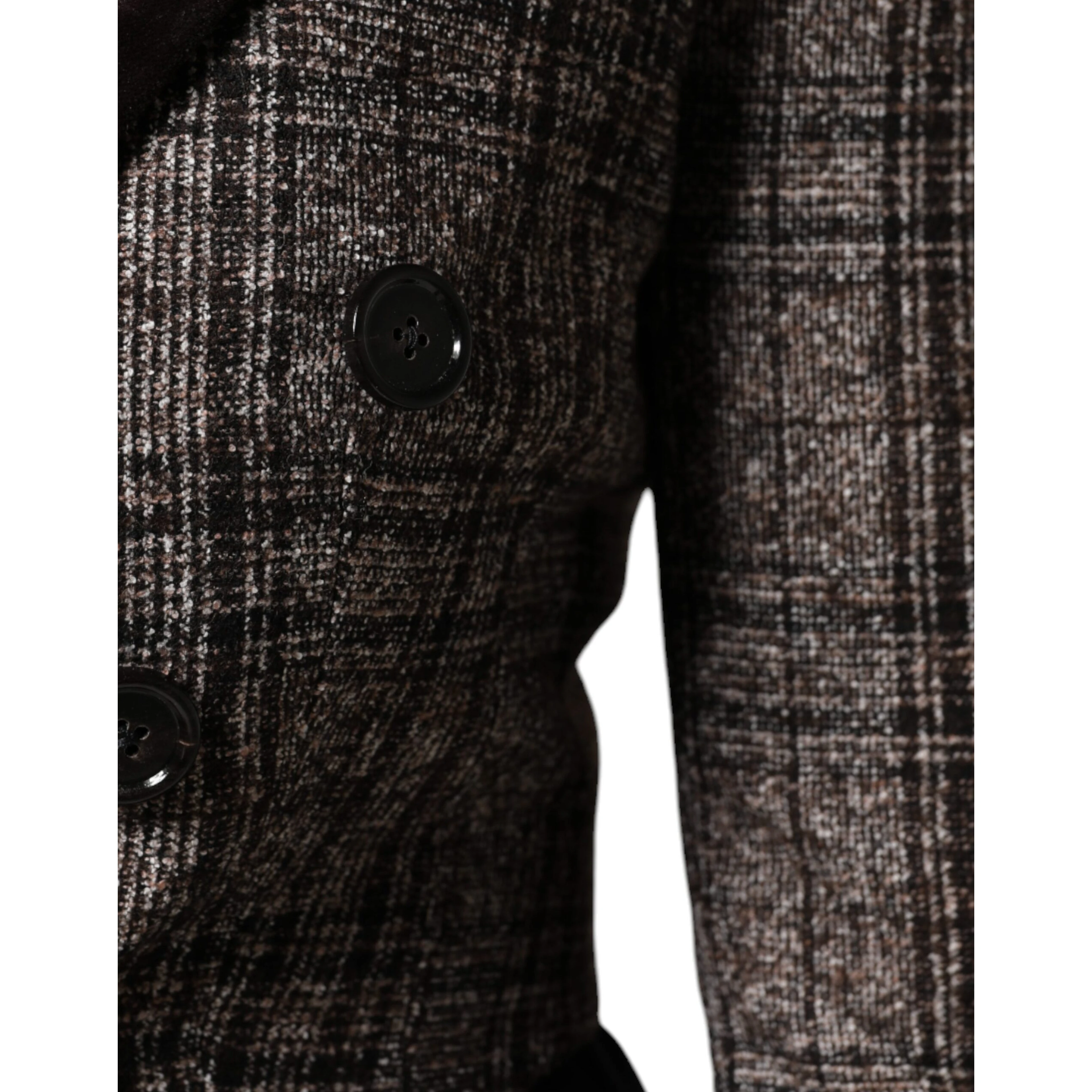 Brown Plaid Long Sleeve Cropped Coat Jacket