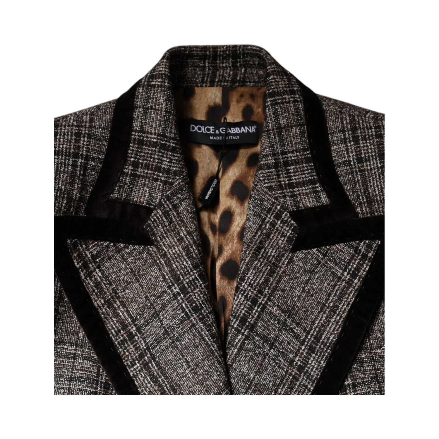 Brown Plaid Long Sleeve Cropped Coat Jacket
