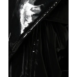 Black Polyester Button Down Blouson Jacket