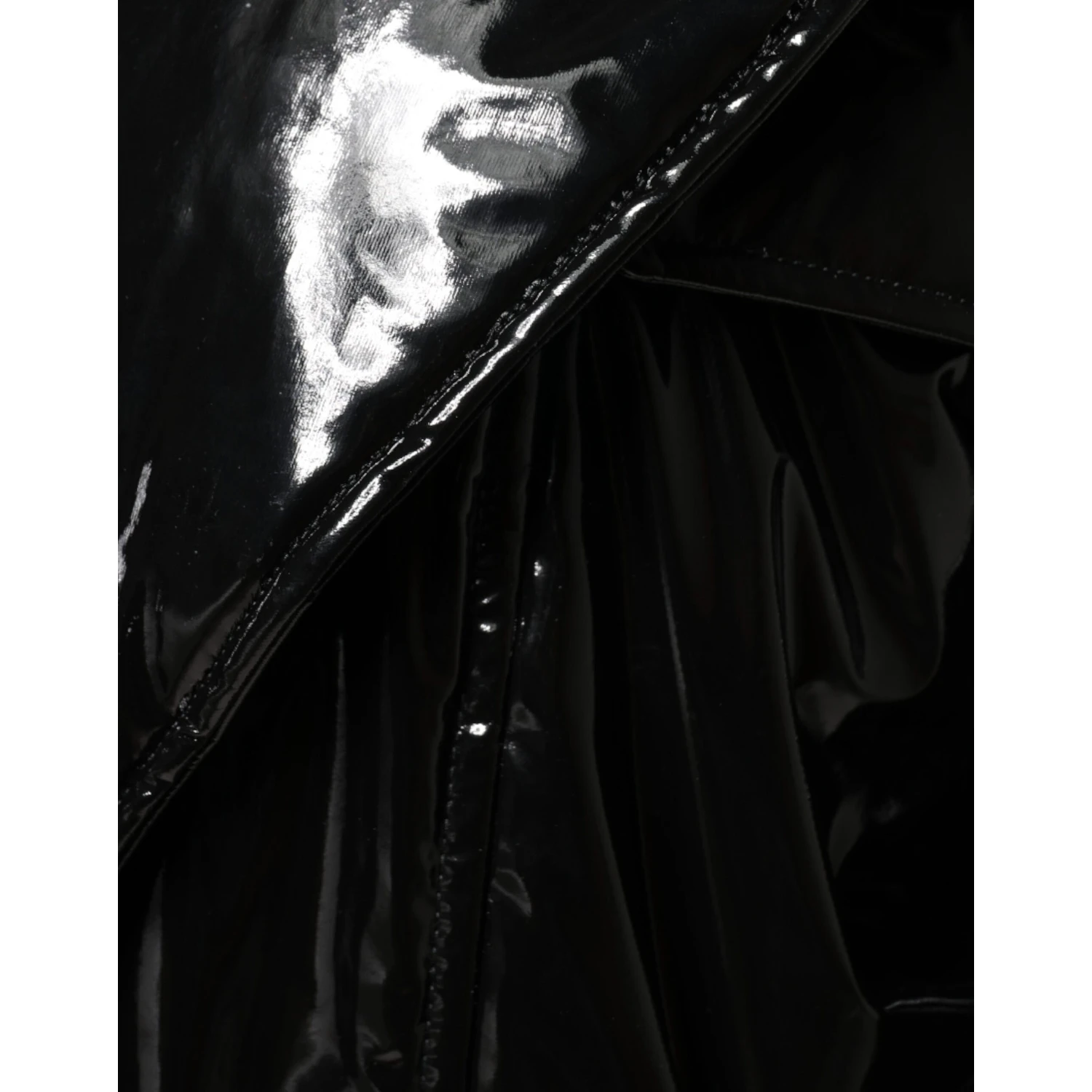 Black Polyester Button Down Blouson Jacket