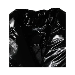 Black Polyester Button Down Blouson Jacket