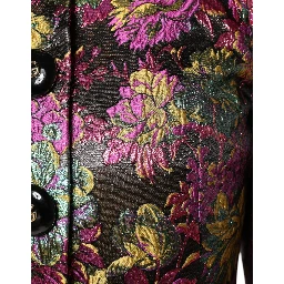 Multicolor Floral Jacquard Cropped Jacket