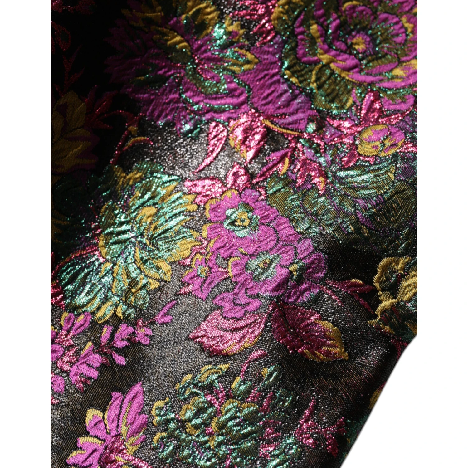 Multicolor Floral Jacquard Cropped Jacket