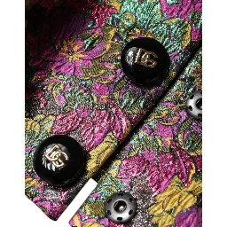 Multicolor Floral Jacquard Cropped Jacket