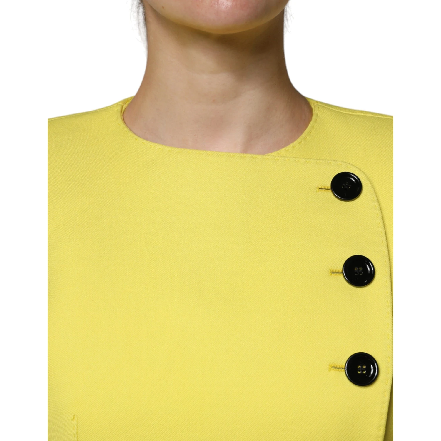 Lemon Yellow Wool Long Sleeves Cropped Coat Jacket