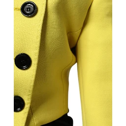 Lemon Yellow Wool Long Sleeves Cropped Coat Jacket