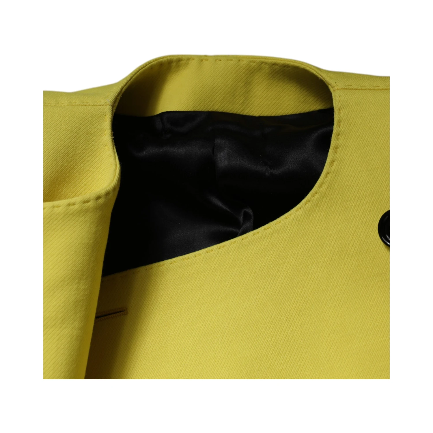 Lemon Yellow Wool Long Sleeves Cropped Coat Jacket