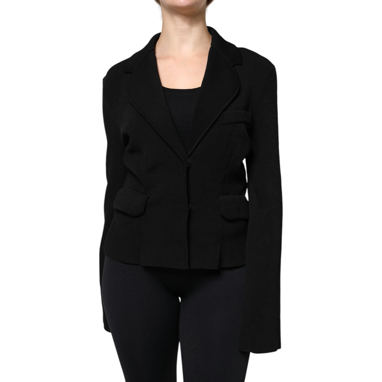 Black Viscose Single Breasted Blazer Jacket