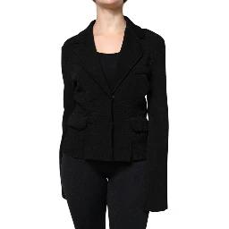 Black Viscose Single Breasted Blazer Jacket