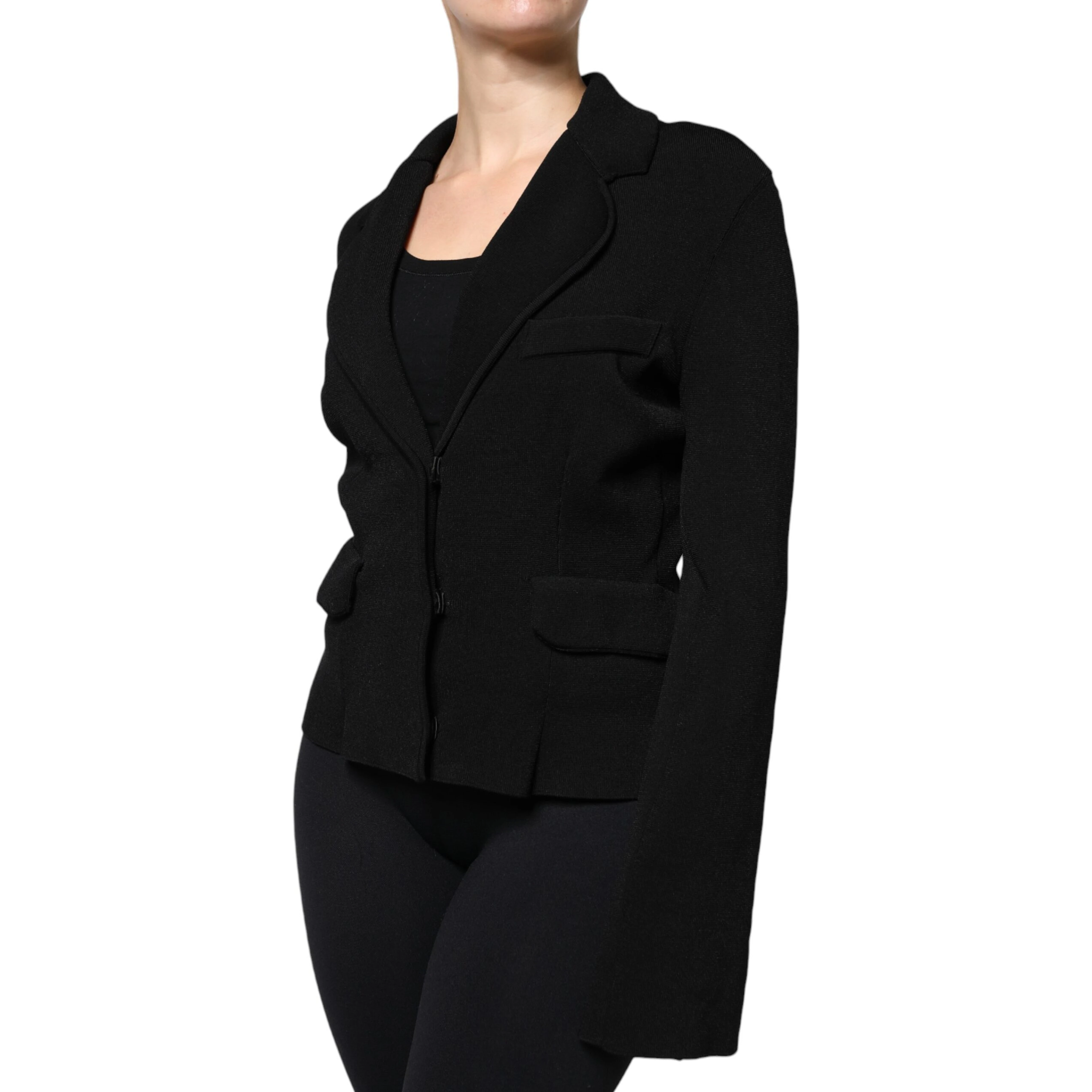 Black Viscose Single Breasted Blazer Jacket