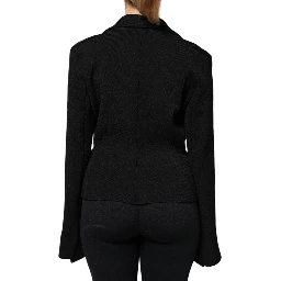 Black Viscose Single Breasted Blazer Jacket