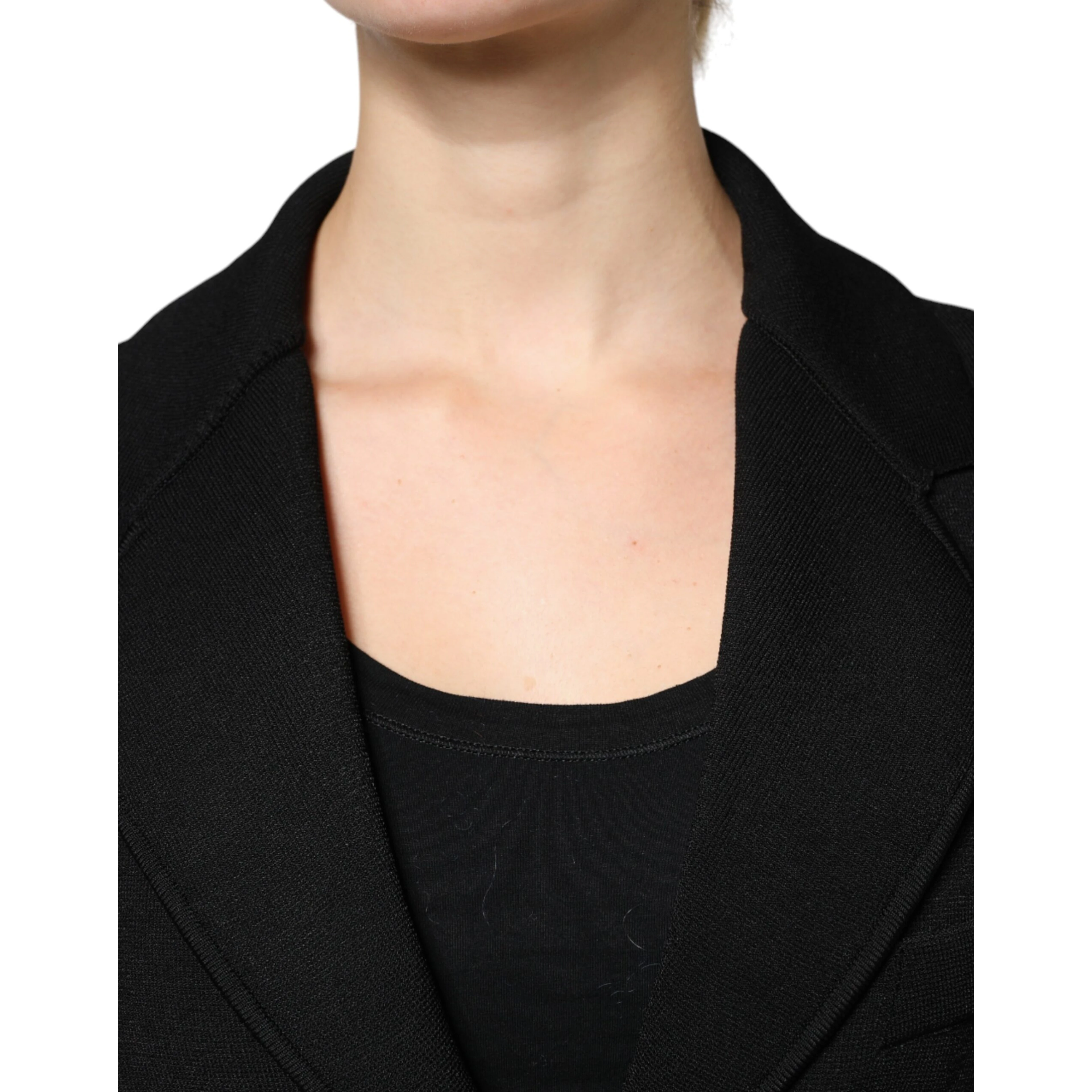 Black Viscose Single Breasted Blazer Jacket
