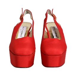 Red Platform Slingback Heels Sandals Shoes