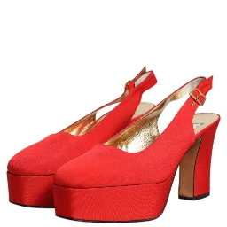Red Platform Slingback Heels Sandals Shoes