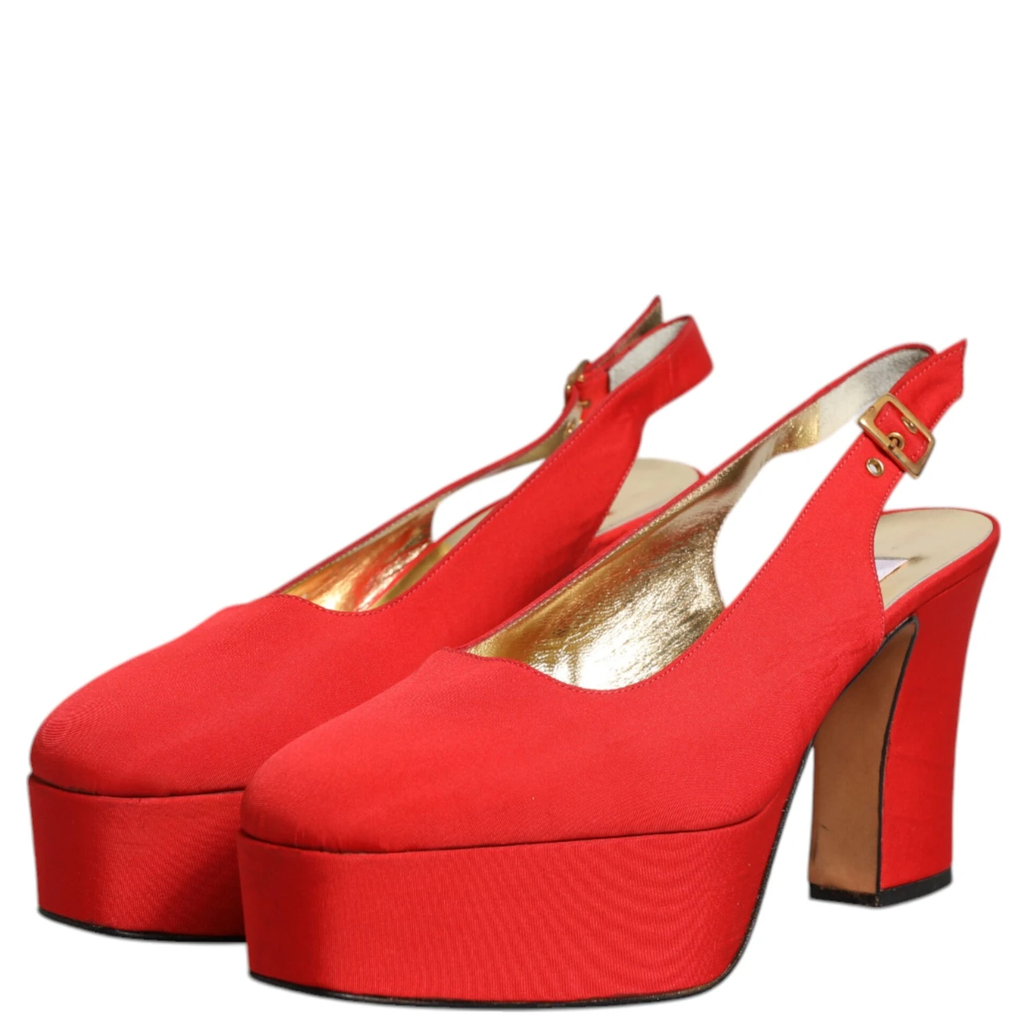 Red Platform Slingback Heels Sandals Shoes