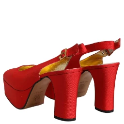Red Platform Slingback Heels Sandals Shoes