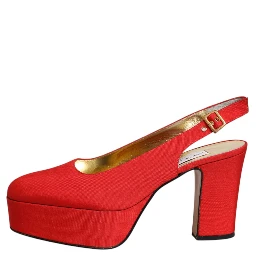Red Platform Slingback Heels Sandals Shoes