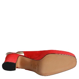 Red Platform Slingback Heels Sandals Shoes