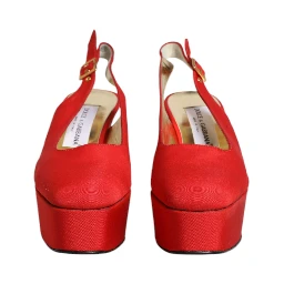 Red Platform Slingback Heels Sandals Shoes