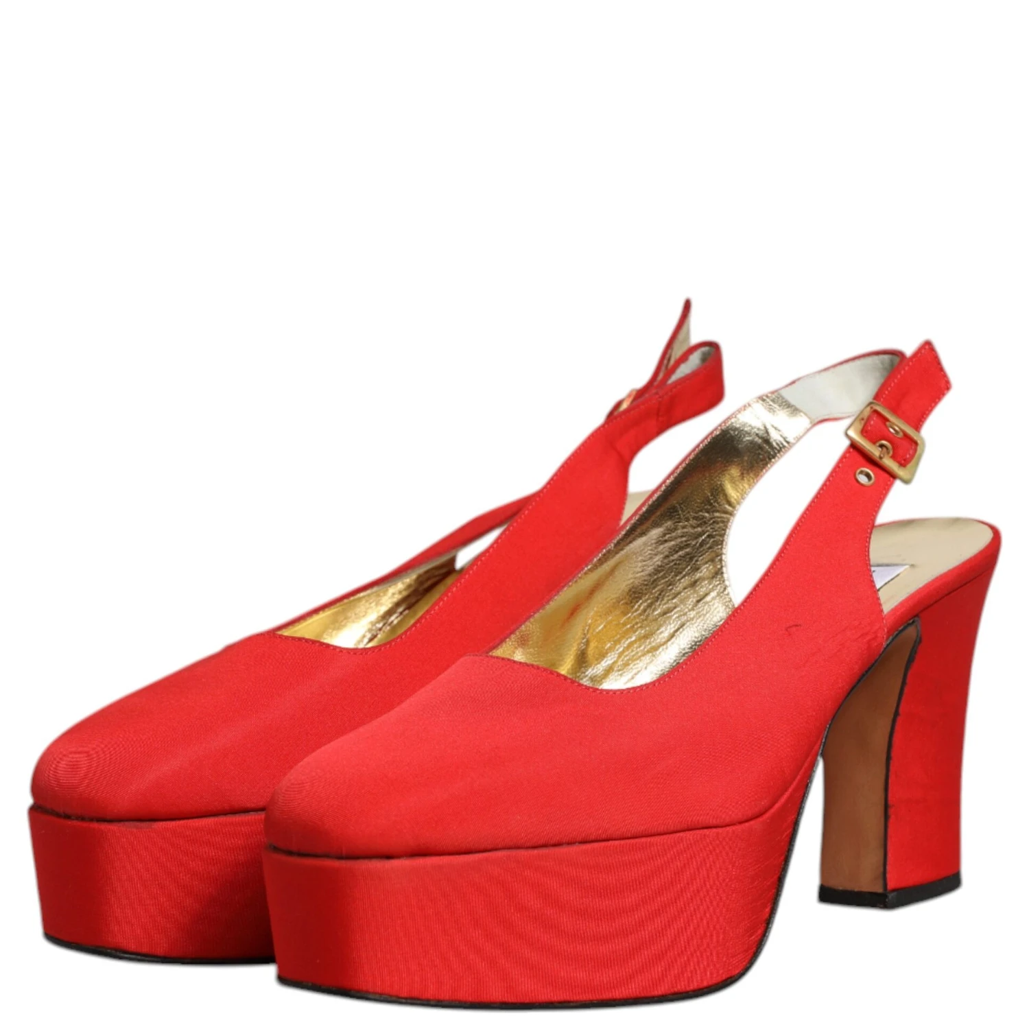 Red Platform Slingback Heels Sandals Shoes