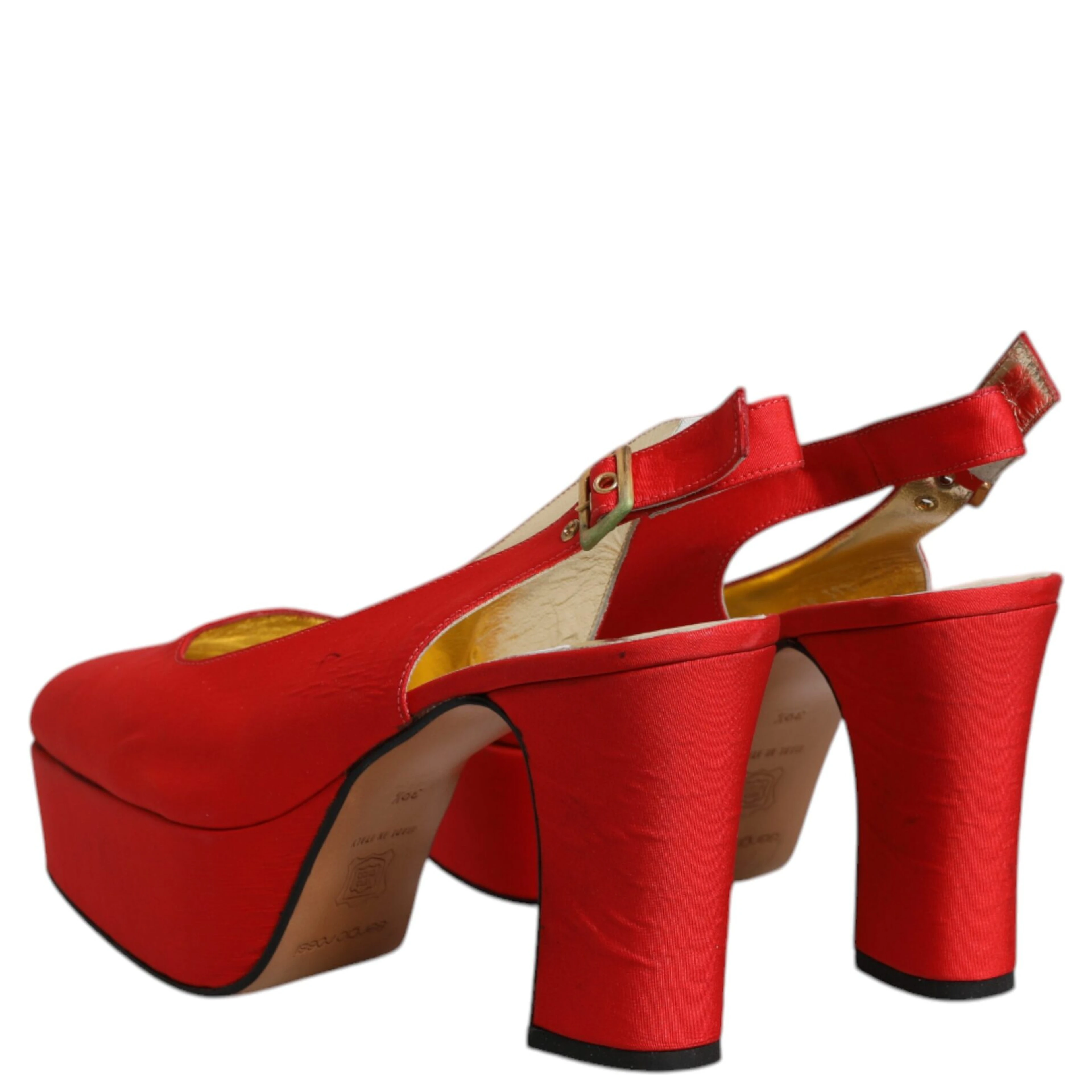 Red Platform Slingback Heels Sandals Shoes