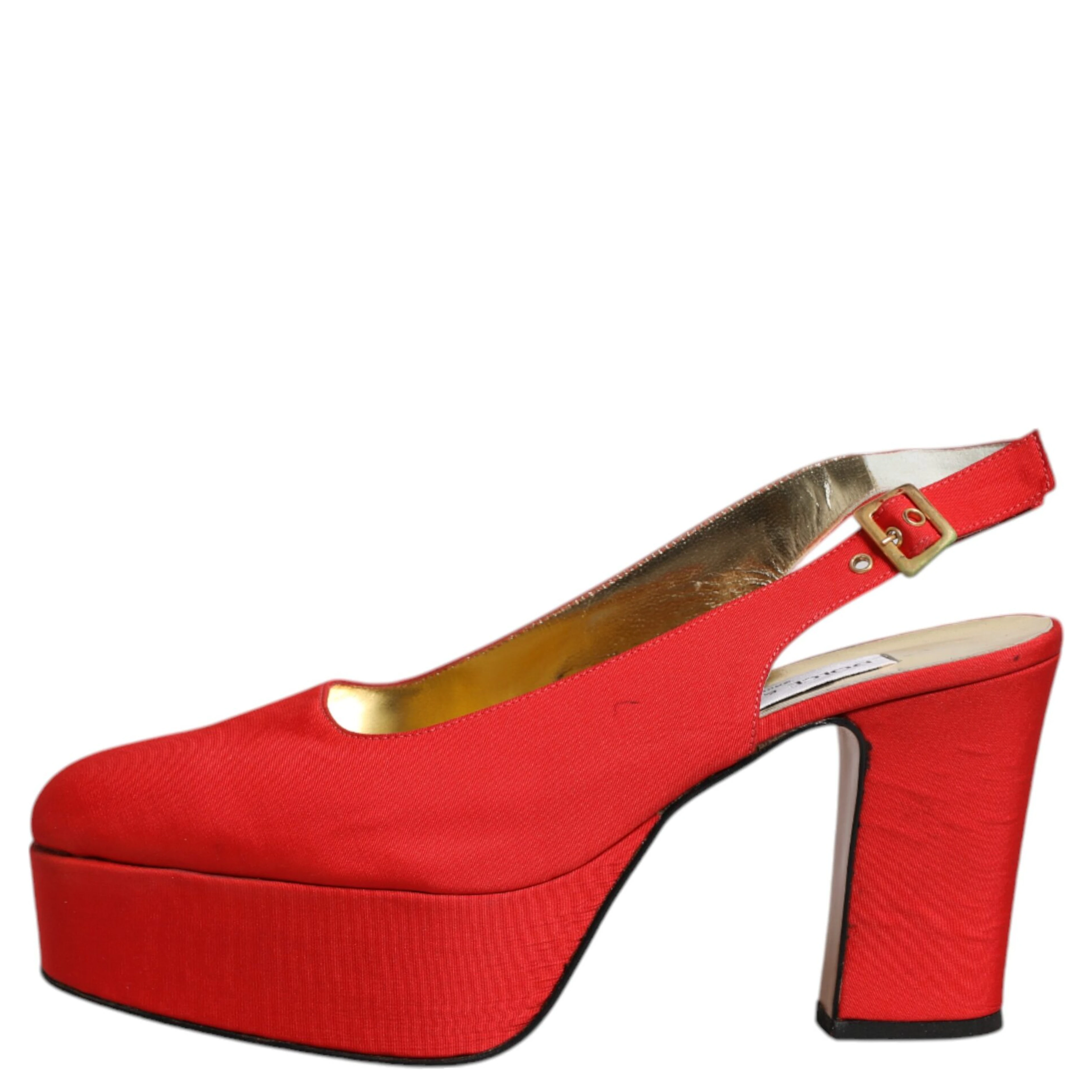 Red Platform Slingback Heels Sandals Shoes