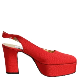 Red Platform Slingback Heels Sandals Shoes