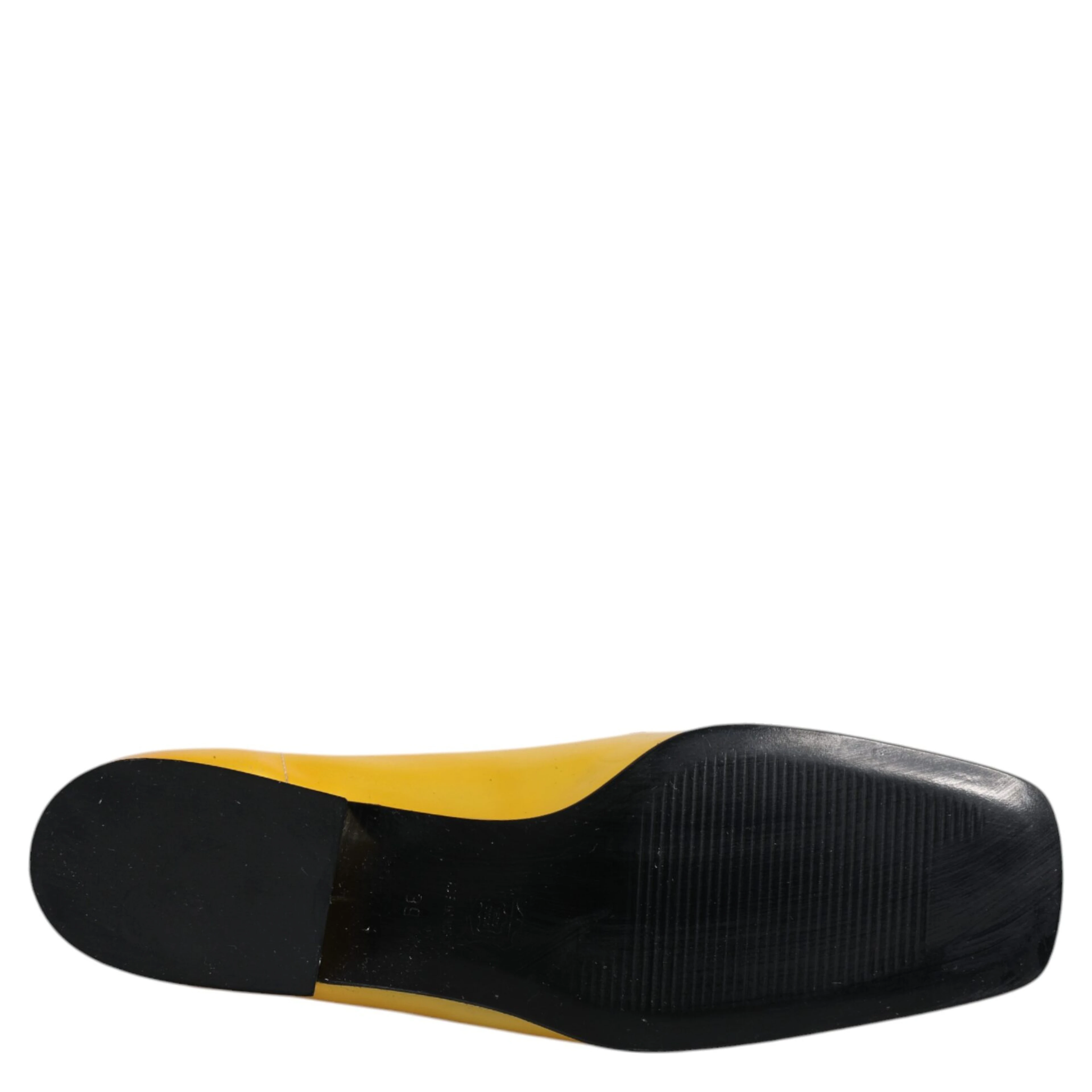 Yellow Leather Logo Plaque Slip On Mocassin Shoes