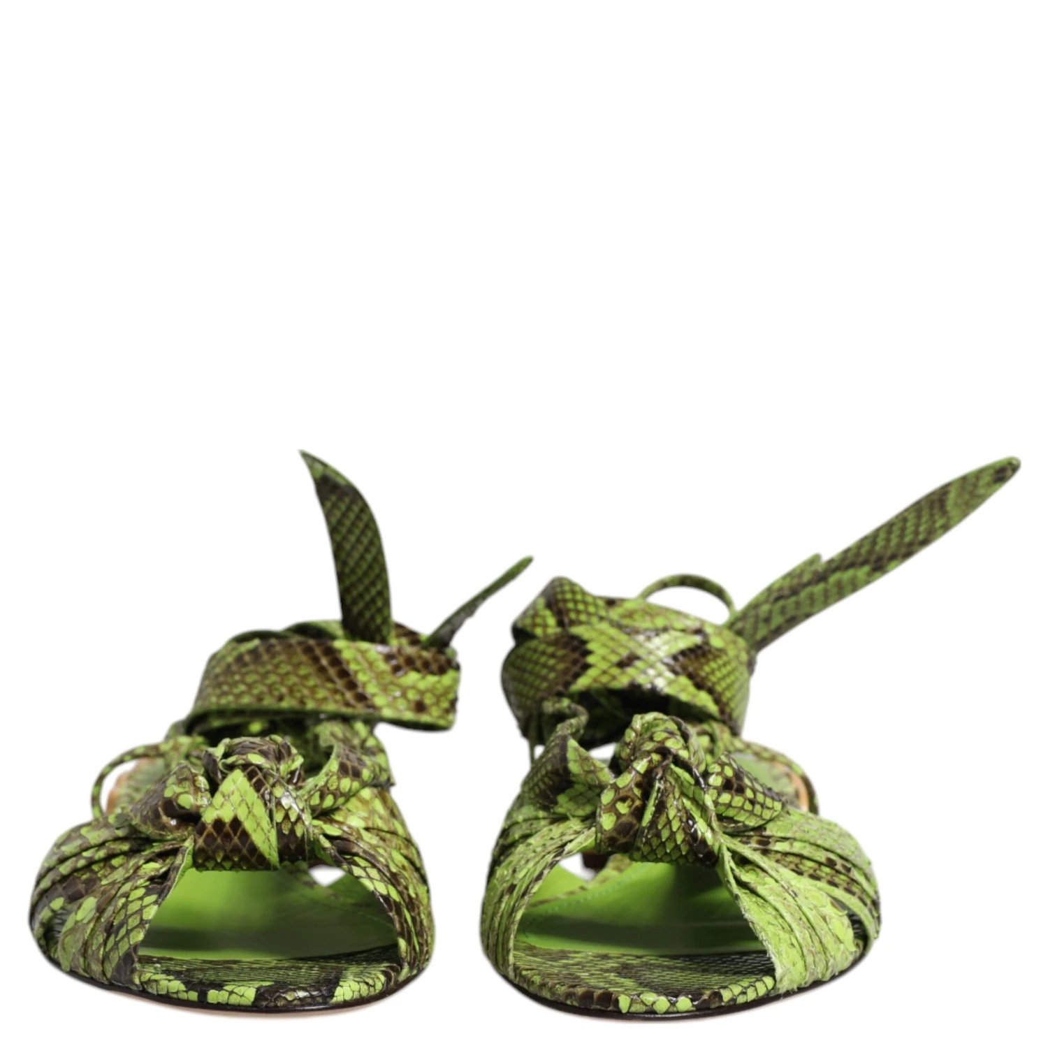 Green Animal Print Ankle Wrap Sandals Shoes