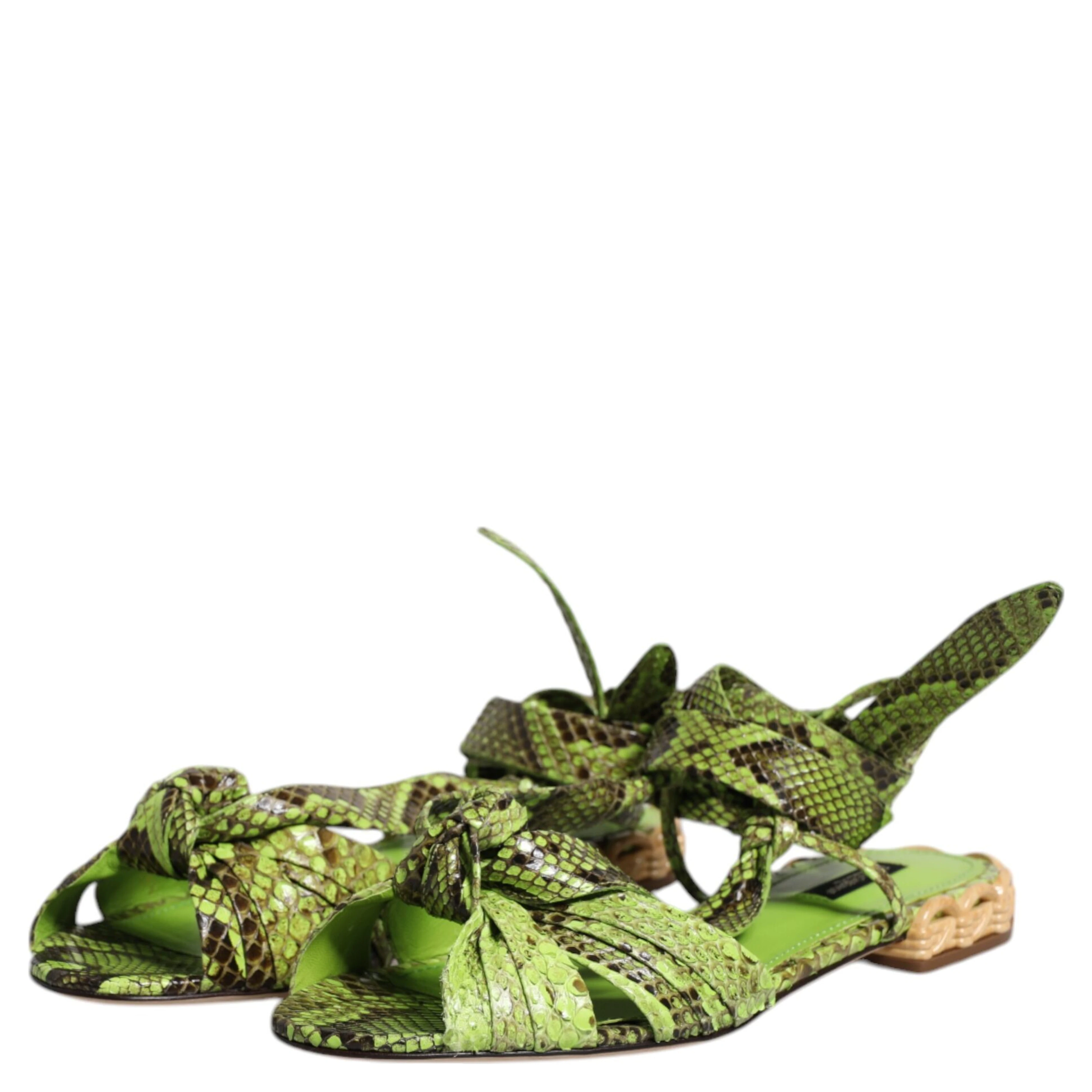 Green Animal Print Ankle Wrap Sandals Shoes