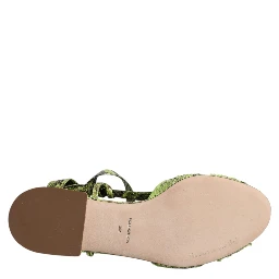 Green Animal Print Ankle Wrap Sandals Shoes