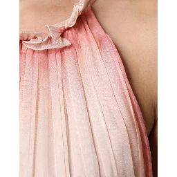 Pink Sleeveless Pleated A-line Maxi Dress