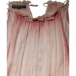 Pink Sleeveless Pleated A-line Maxi Dress