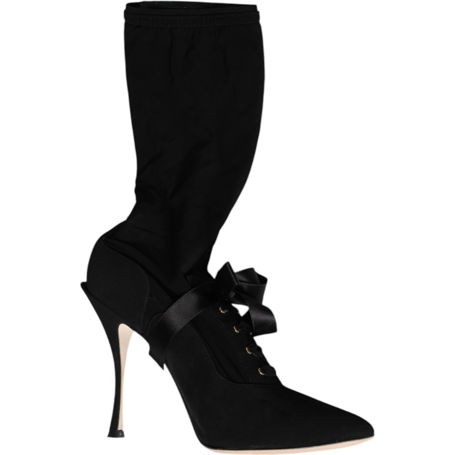 Black Stiletto Heels Mid Calf Boots Shoes