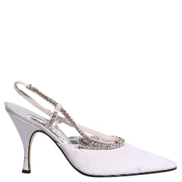 White Strass Crystal Slingbacks Pumps Shoes