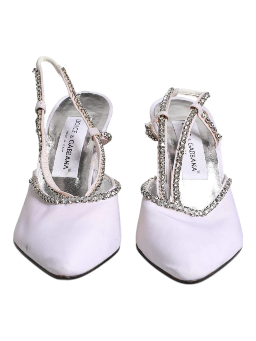 White Strass Crystal Slingbacks Pumps Shoes