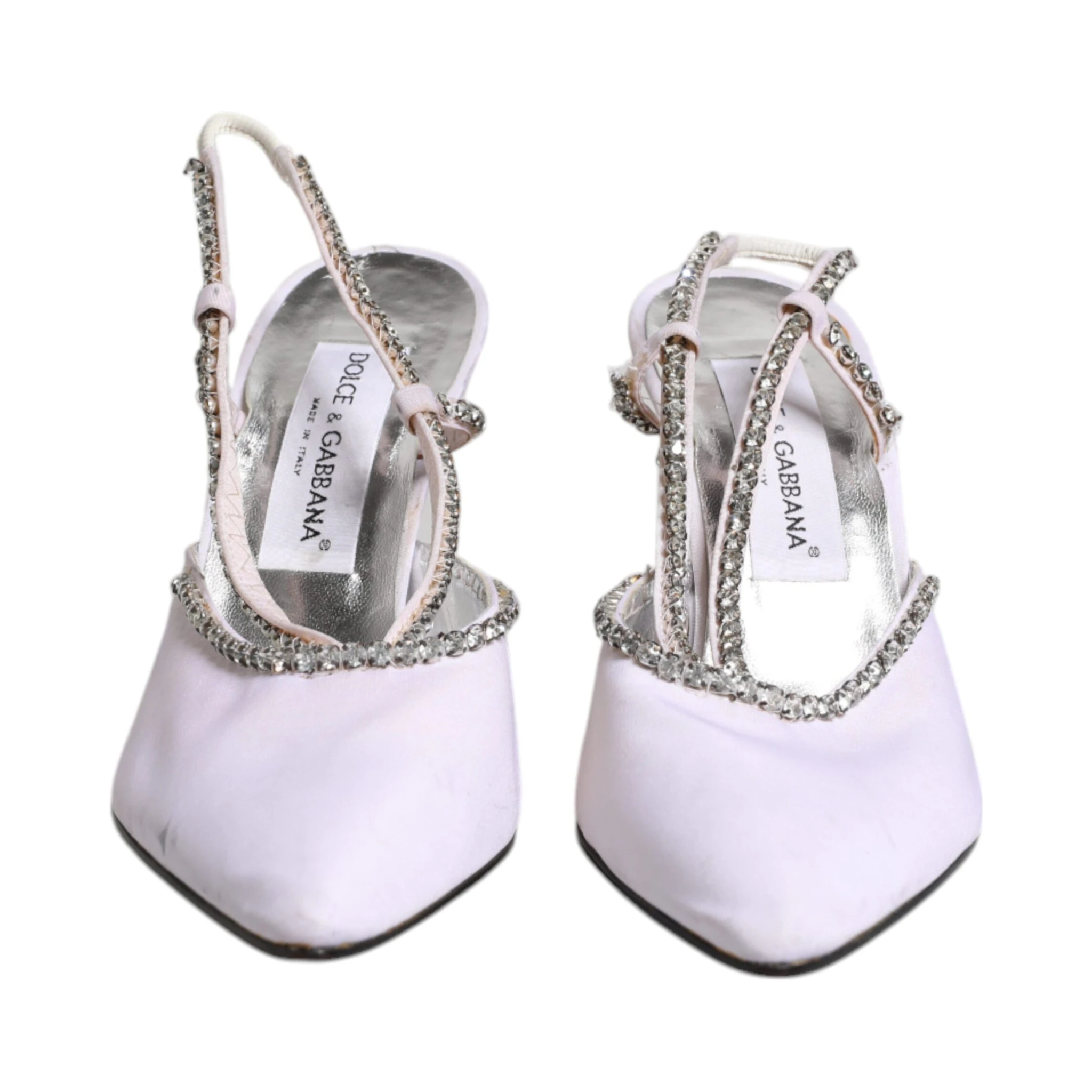 White Strass Crystal Slingbacks Pumps Shoes