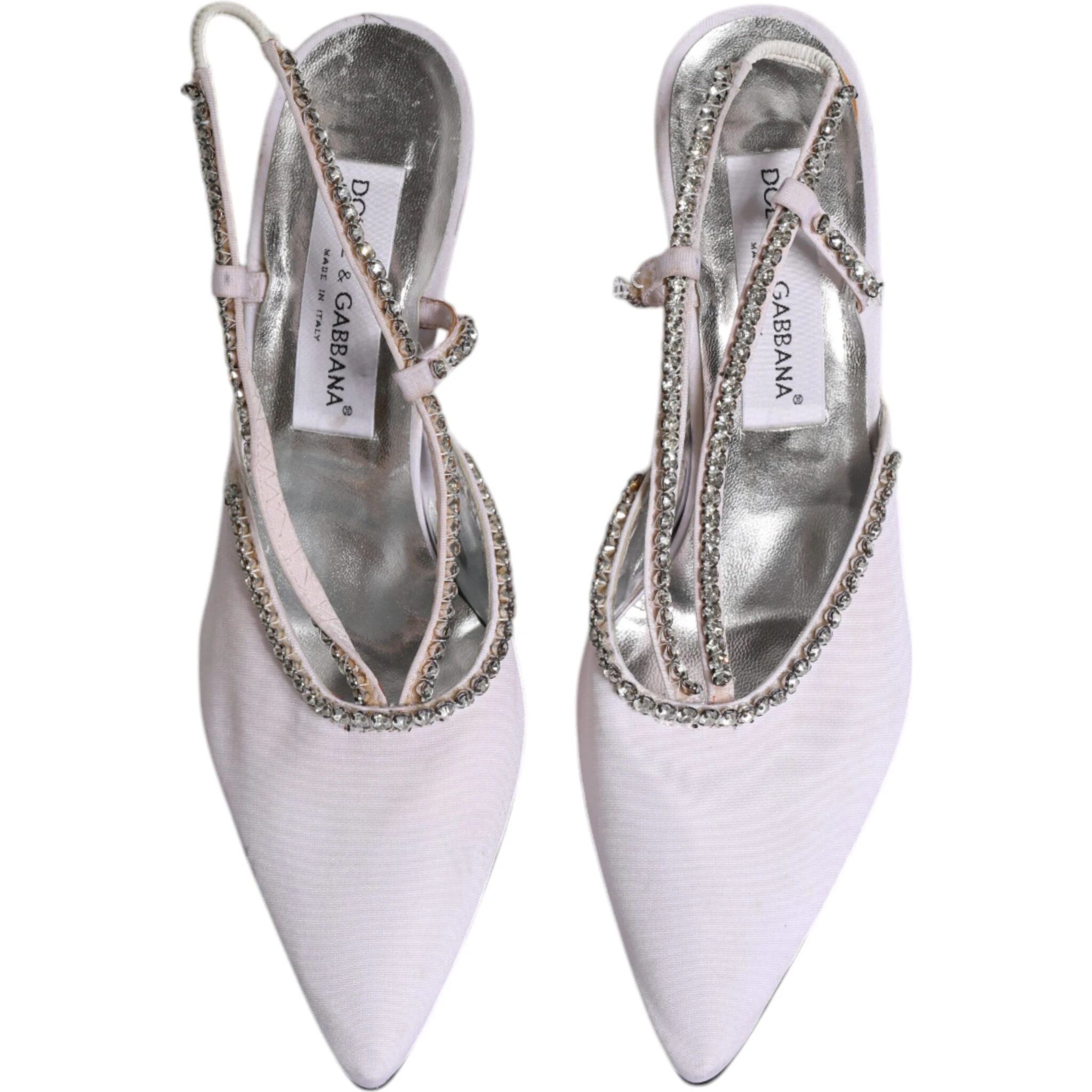 White Strass Crystal Slingbacks Pumps Shoes