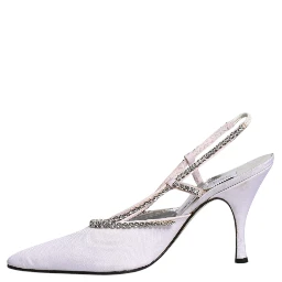 White Strass Crystal Slingbacks Pumps Shoes